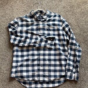 American Eagle Outfitters Navy and White Plaid Shirt